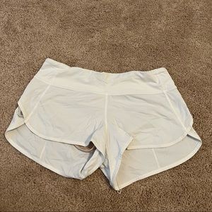 White Lululemon Speed Up Shorts